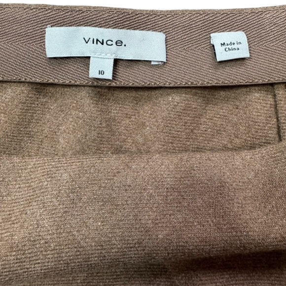 Vince Brushed Flannel Side Slit Slip Skirt in Tan size 10 - Picture 6 of 13